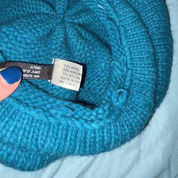 Carolina Amato Angora Wool Blend Beret Hat In Teal Blue - Picture 6 of 6